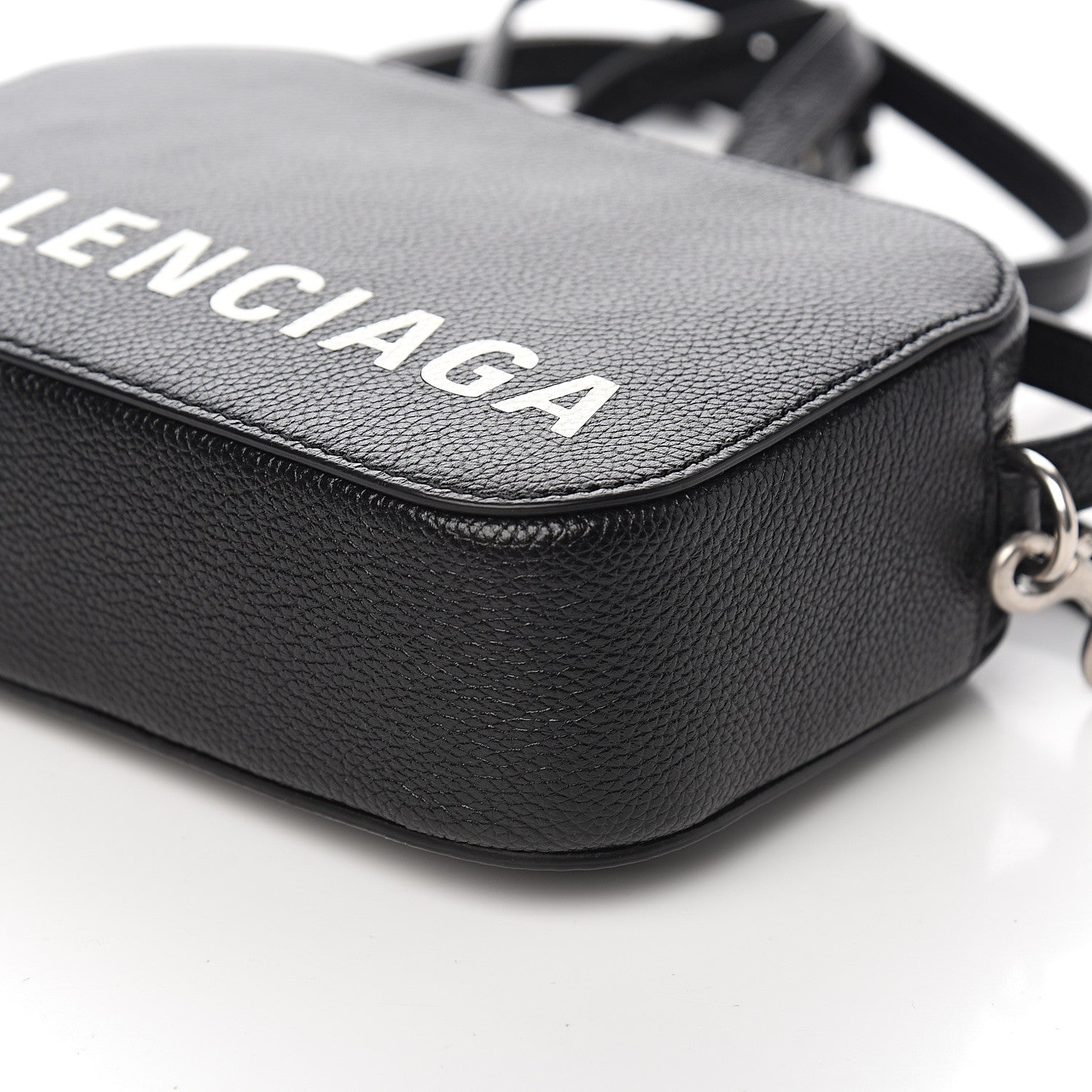 Balenciaga Grained Calfskin Logo XS Ville Top Handle Camera Bag Black White 8 of 8