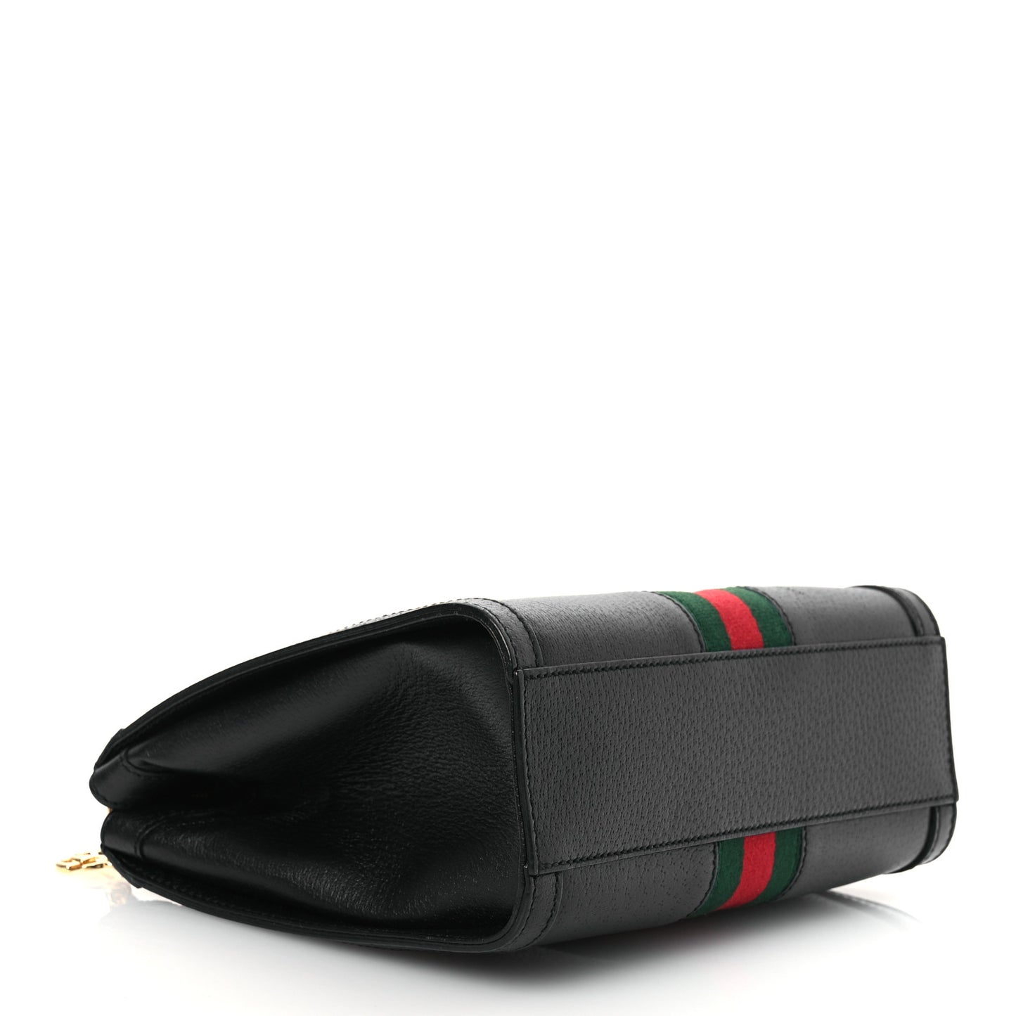 Textured Calfskin Web Small Ophidia Tote Bag Black