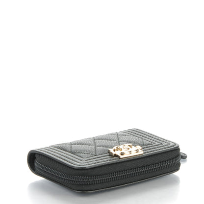 Chanel Caviar Quilted Boy Zip Around Coin Purse Wallet Black 4 of 7