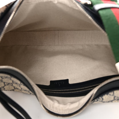 Gucci GG Supreme Monogram Textured Calfskin Web Large Attache Shoulder Bag Beige Blue 5 of 14