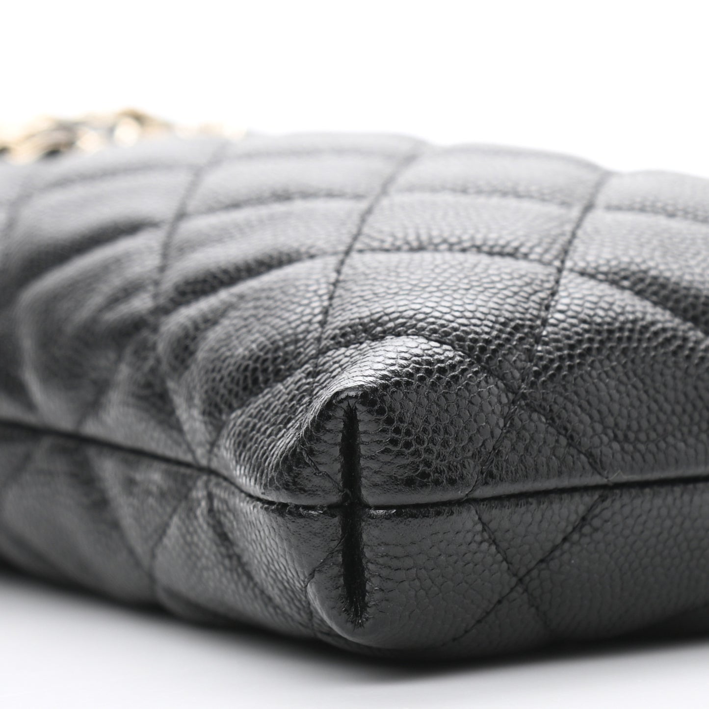 Caviar Quilted French New Wave Phone Holder With Chain Black