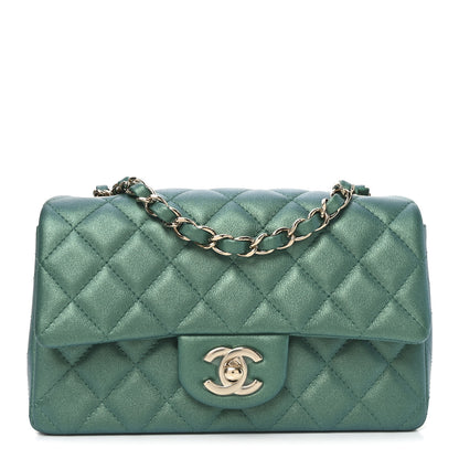 Chanel Iridescent Lambskin Quilted Mini Rectangular Flap Green 1 of 11