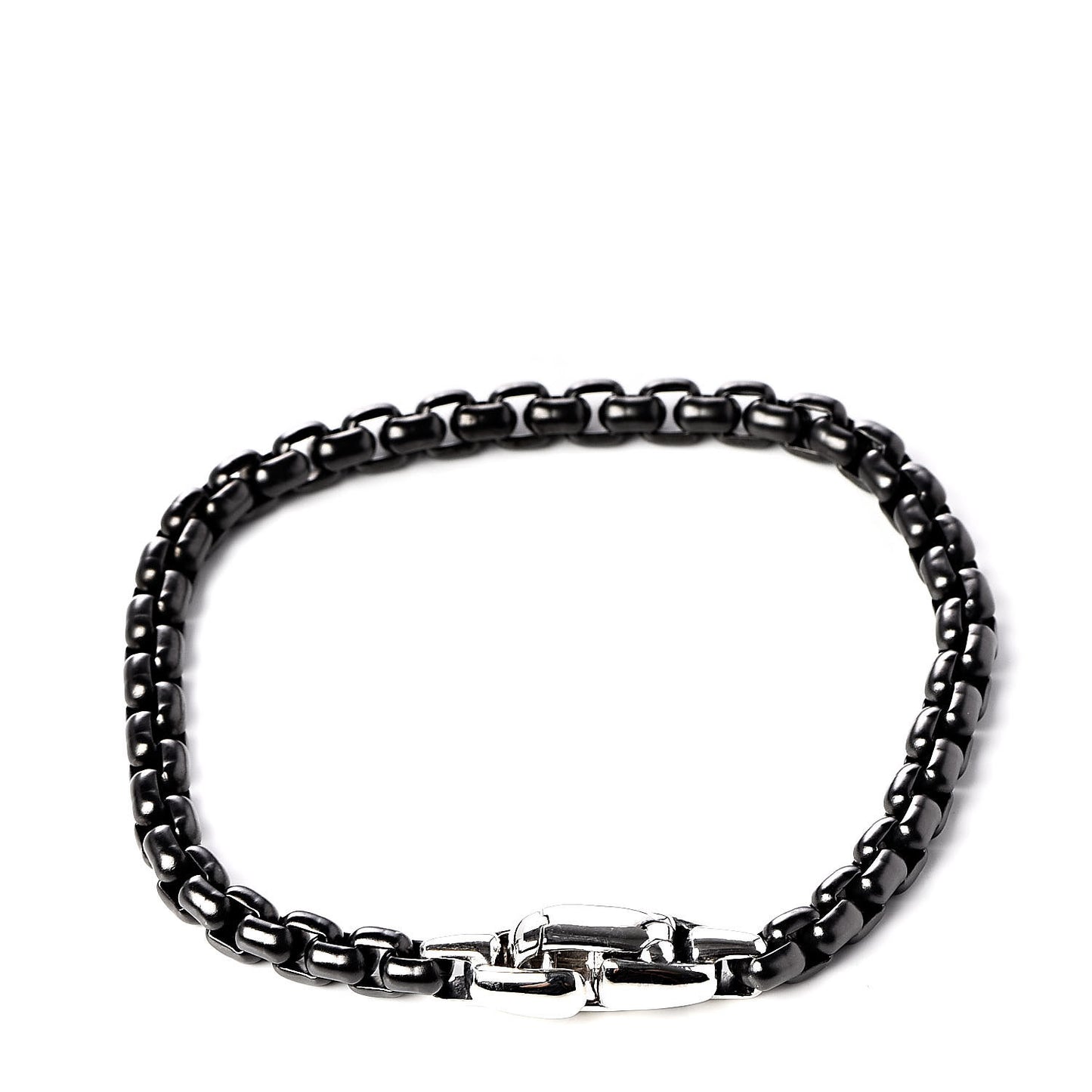 Sterling Silver Darkened Stainless Steel Box Chain Bracelet