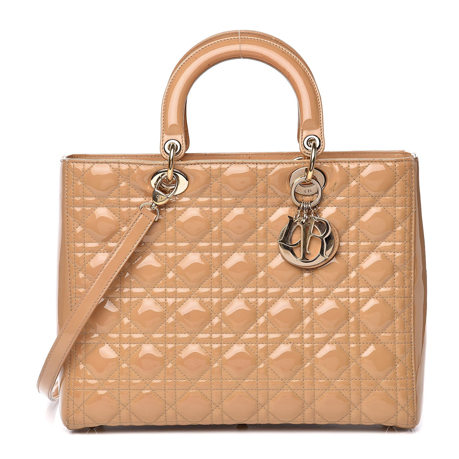 Christian Dior Patent Cannage Large Lady Dior Beige 1 of 21