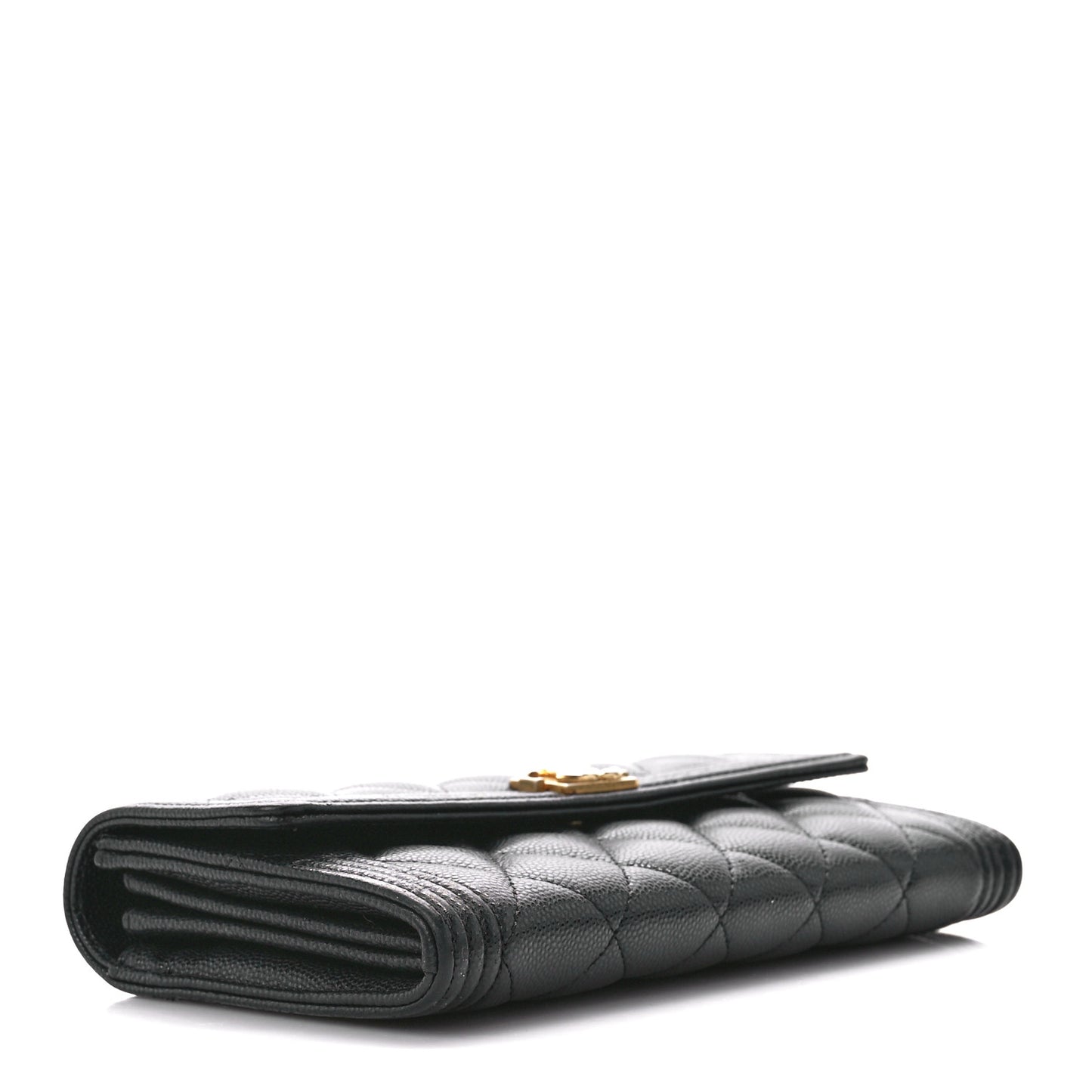 Caviar Quilted Large Boy Gusset Flap Wallet Black