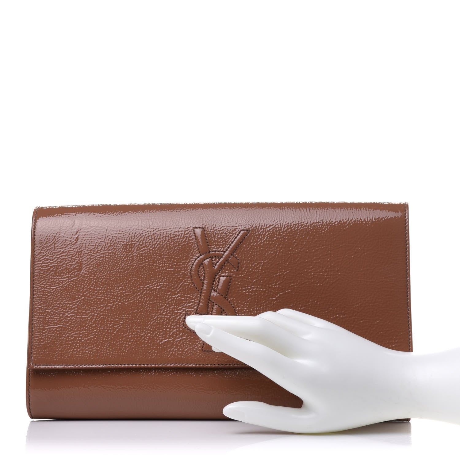Saint Laurent Textured Patent Calfskin Monogram Large Belle De Jour Nude 2 of 11
