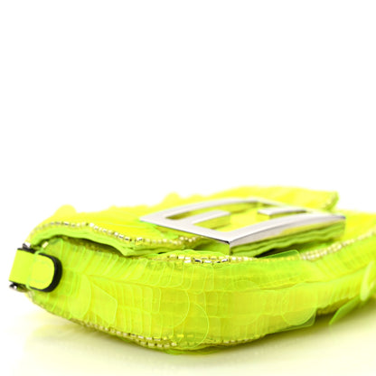 Fendi Transparent Paillettes Vitello King Nano Maxi Buckle Baguette Charm Yellow Fluo 8 of 9