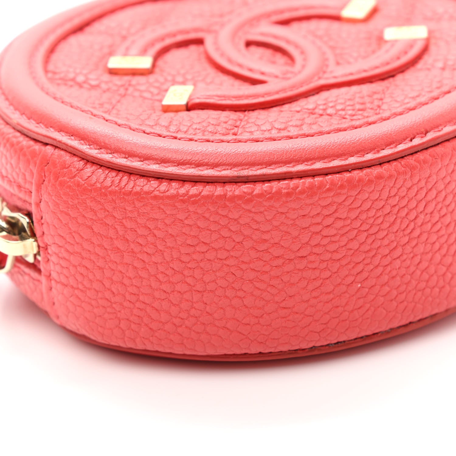 Chanel Caviar Quilted Filigree Zip Around Classic Coin Purse Red 8 of 9