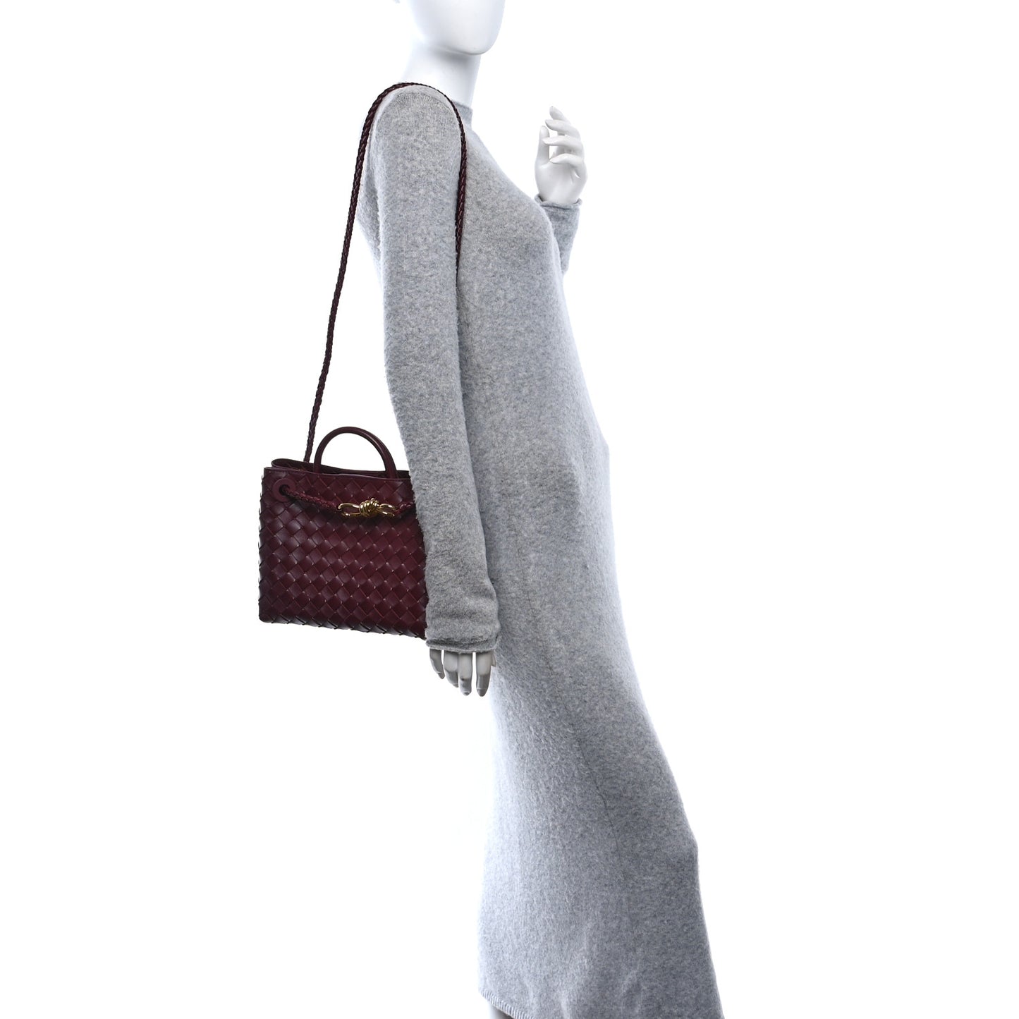 Nappa Intrecciato Small Andiamo Shoulder Bag Barolo