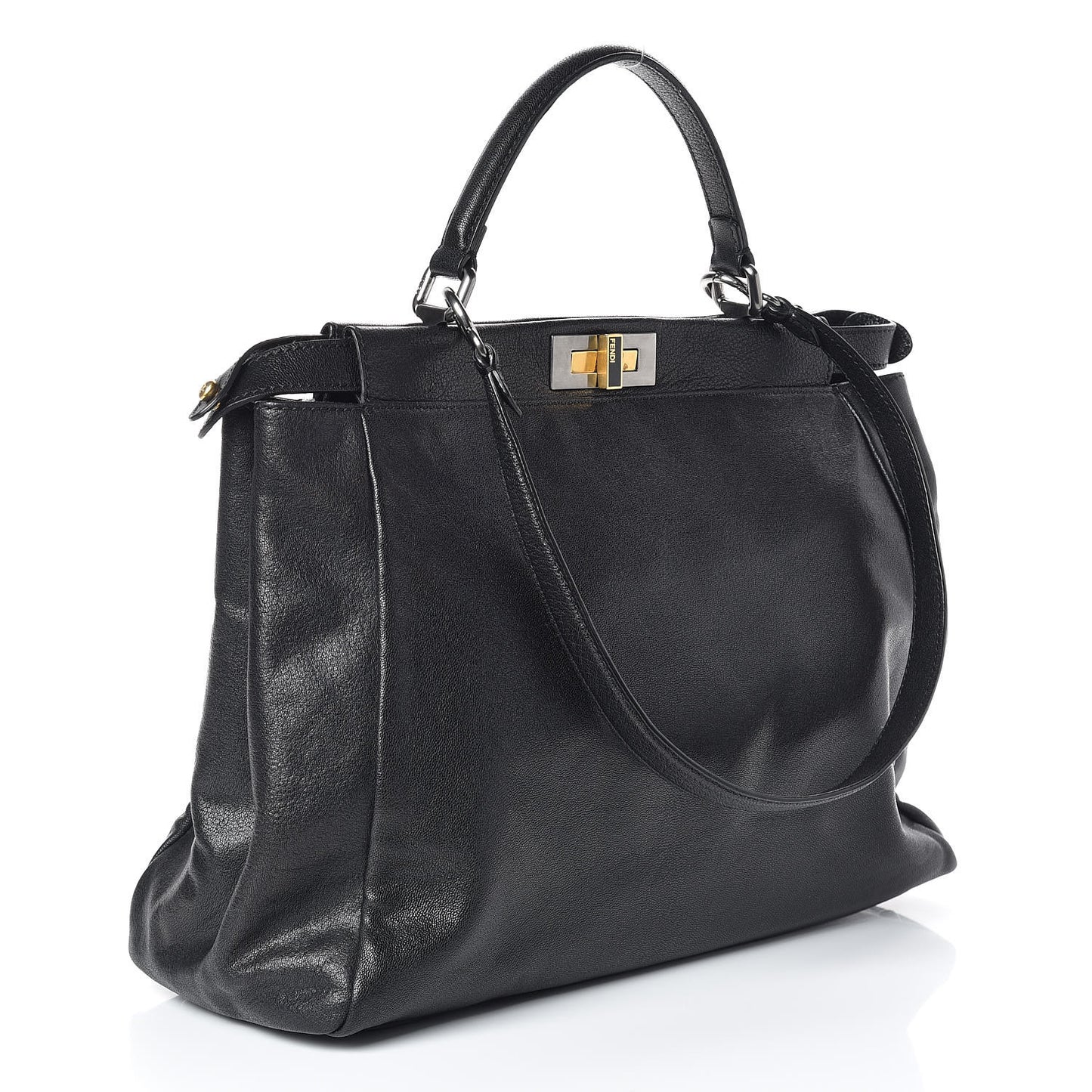Goatskin Large Peekaboo Iconic Satchel Black