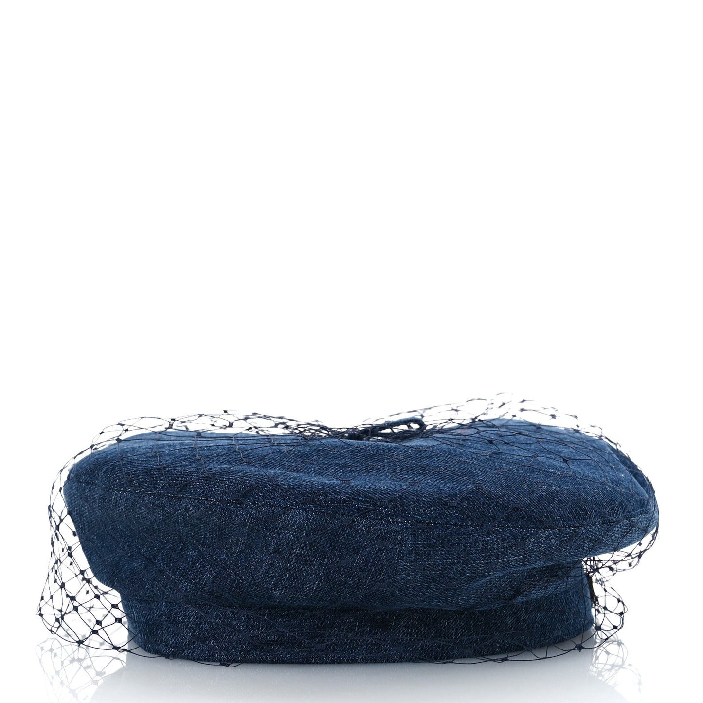 Cotton Denim Arty Beret Cap With Veil 57 Blue