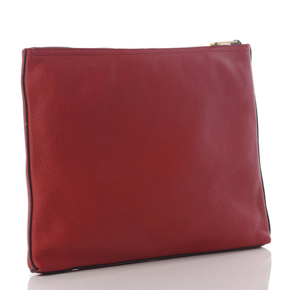 Gucci Pebbled Calfskin Medium Logo Portfolio Clutch Hibiscus Red 2 of 8