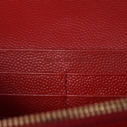 Saint Laurent Grain De Poudre Matelasse Chevron Monogram Chain Wallet New Red 7 of 8