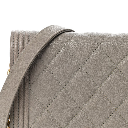 Chanel Caviar Quilted Boy Wallet On Chain WOC Grey 9 of 12