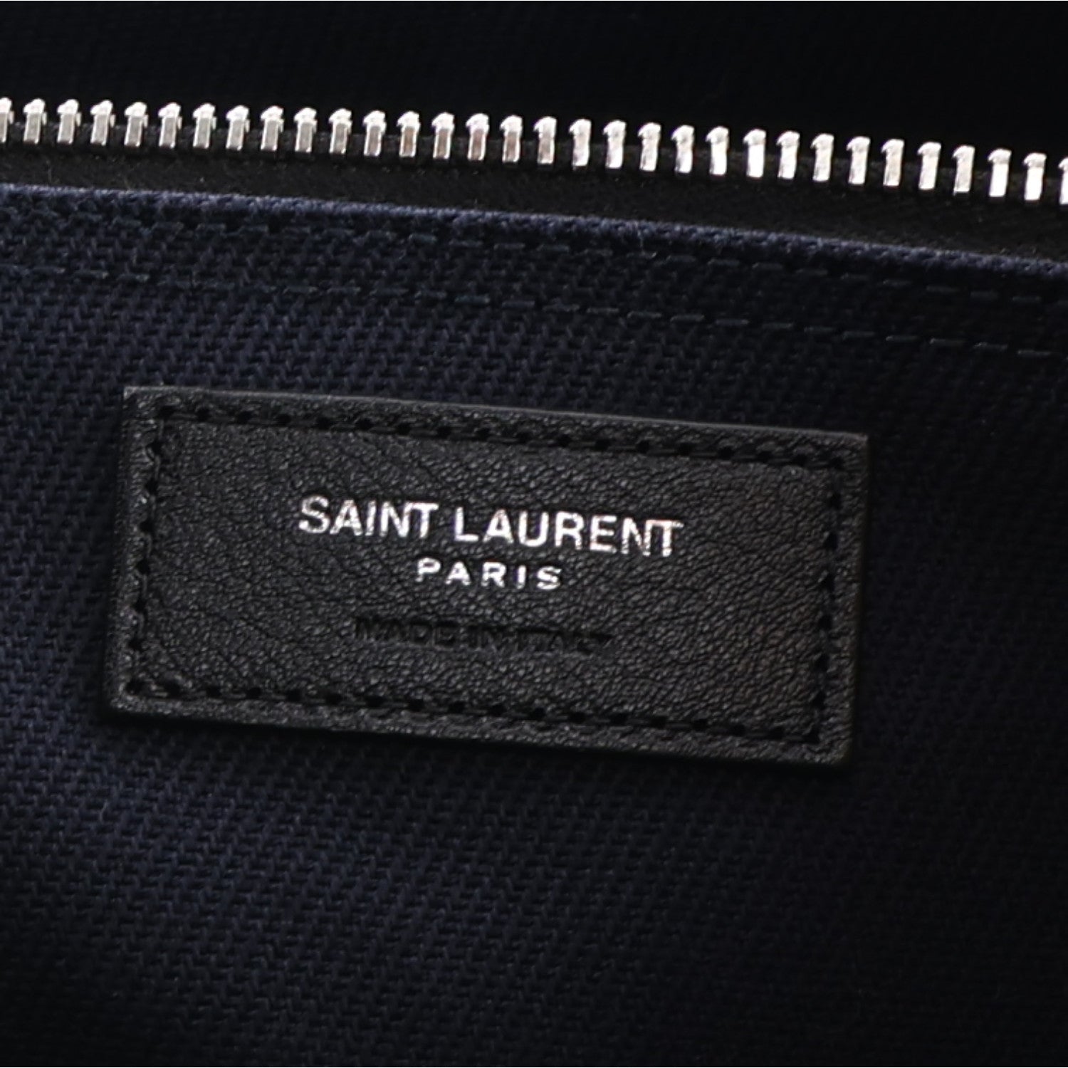 Saint Laurent Linen Calfskin Rive Gauche Tote Navy 6 of 10