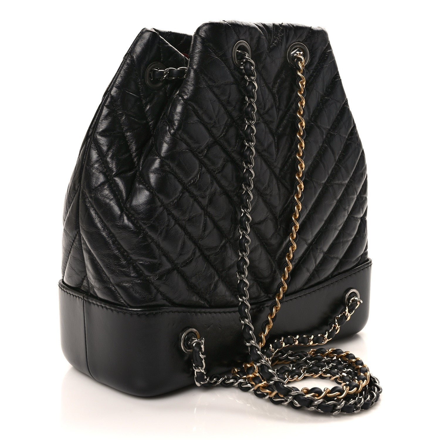 Chanel Aged Calfskin Chevron Quilted Small Gabrielle Backpack Black 3 of 12