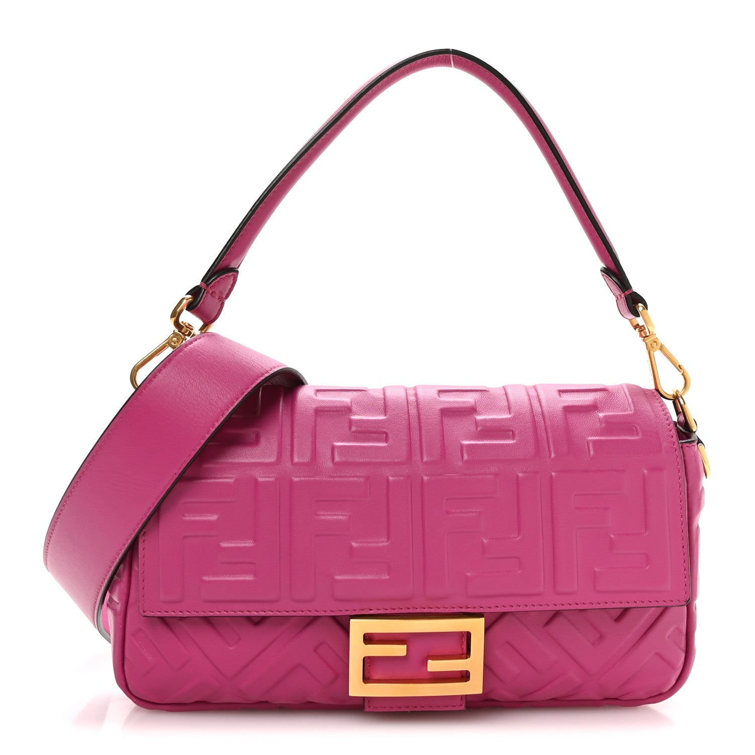 Fendi Nappa FF 1974 Embossed Baguette Ciclamino Pilar 1 of 9