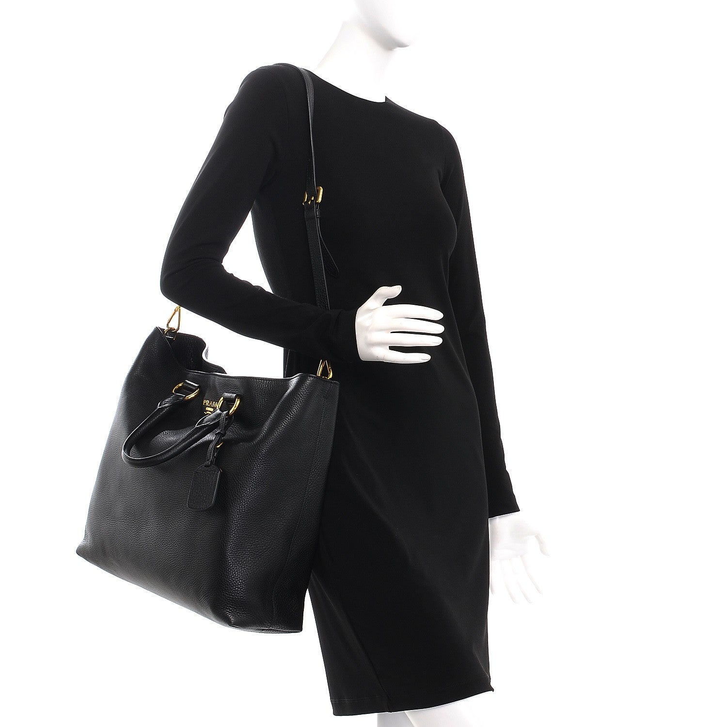 Prada Vitello Daino Tote Nero Black 2 of 14