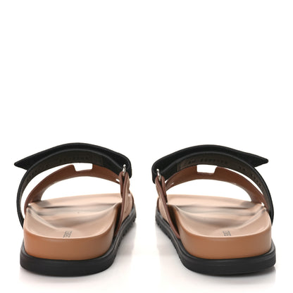 Hermes Suede Goatskin Womens Chypre Sandals 38 Rose Perle Black 5 of 11