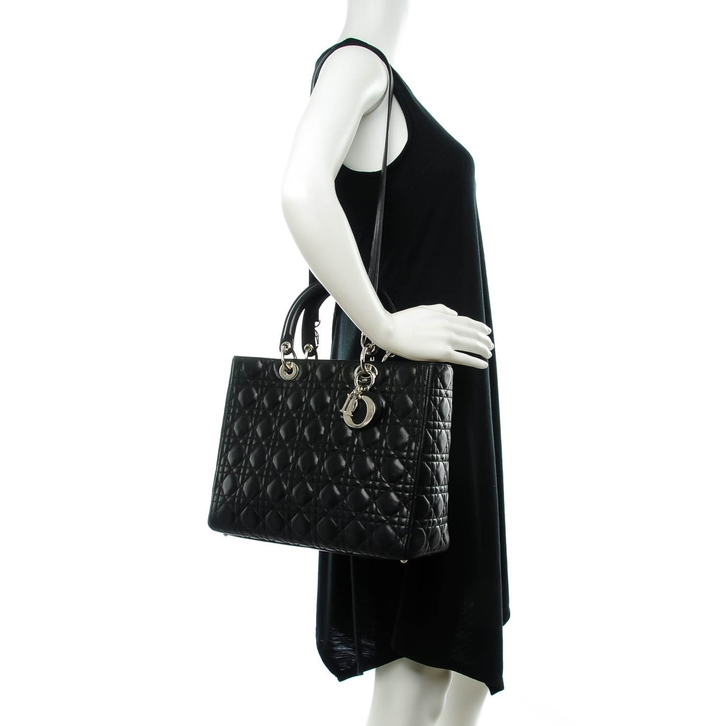 Lambskin Cannage Large Lady Dior Black