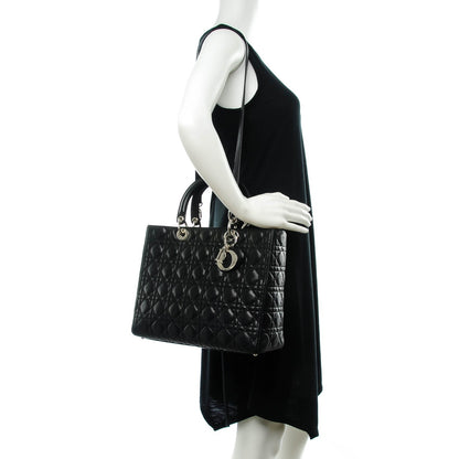 Christian Dior Lambskin Cannage Large Lady Dior Black 2 of 9