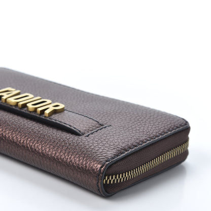 Christian Dior Metallic Calfskin J'adior Voyageur Wallet Noisette 6 of 9
