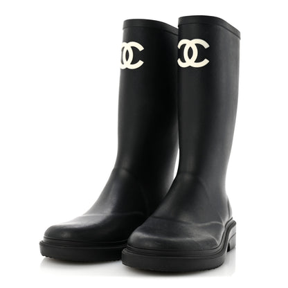 Chanel Caoutchouk CC High Boots 39 Black 4 of 9