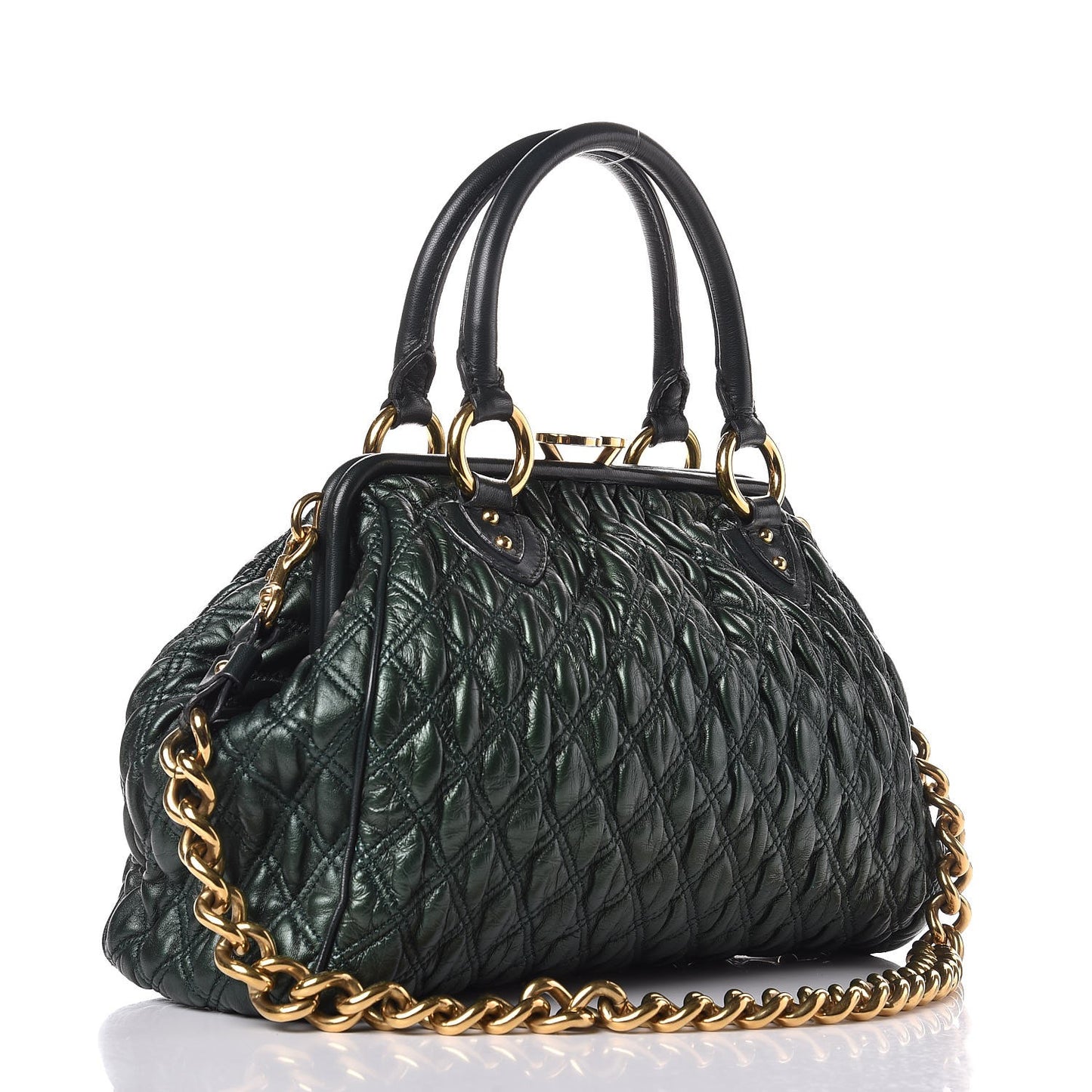 Calfskin Quilted Stam Emerald Green