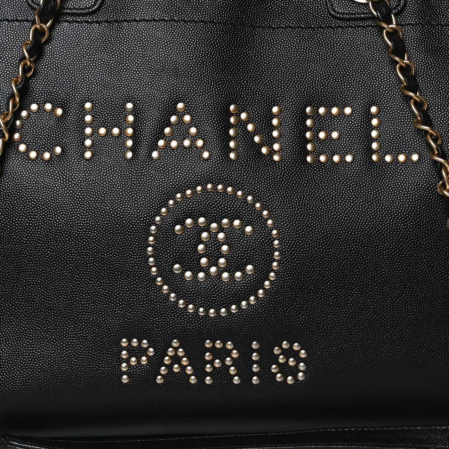 Caviar Medium Studded Deauville Tote Black