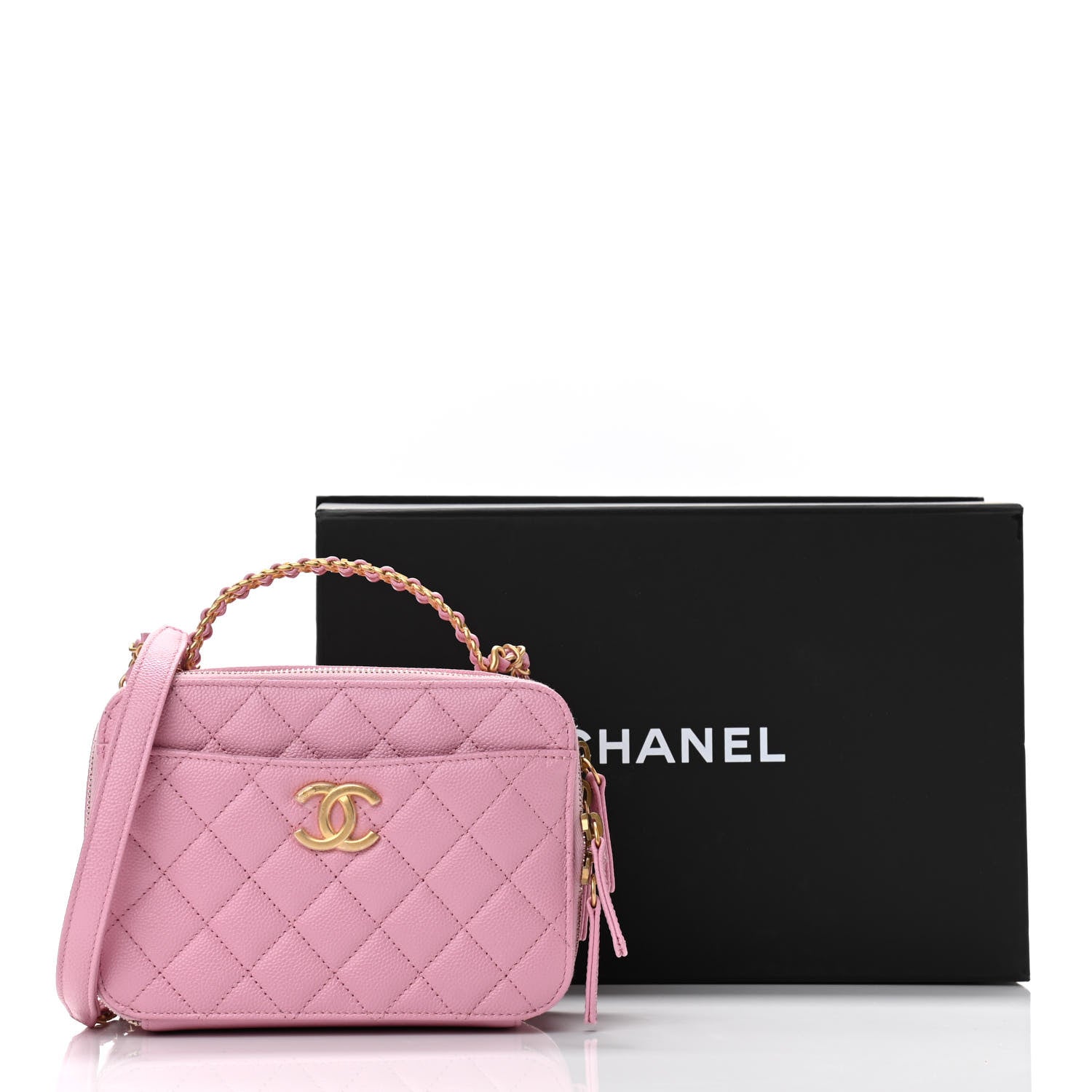 Chanel Caviar Quilted Pick Me Up Small Vanity Case Light Pink 14 of 14
