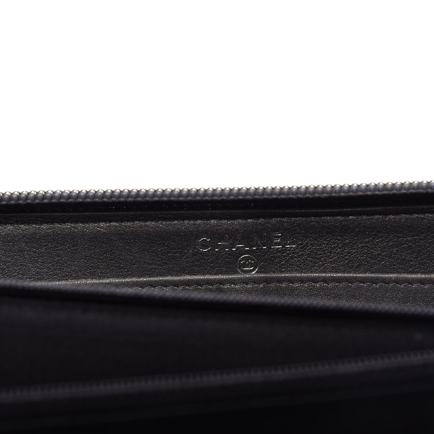 Metallic Calfskin Large Timeless CC Zip Around Wallet Argent Fonce