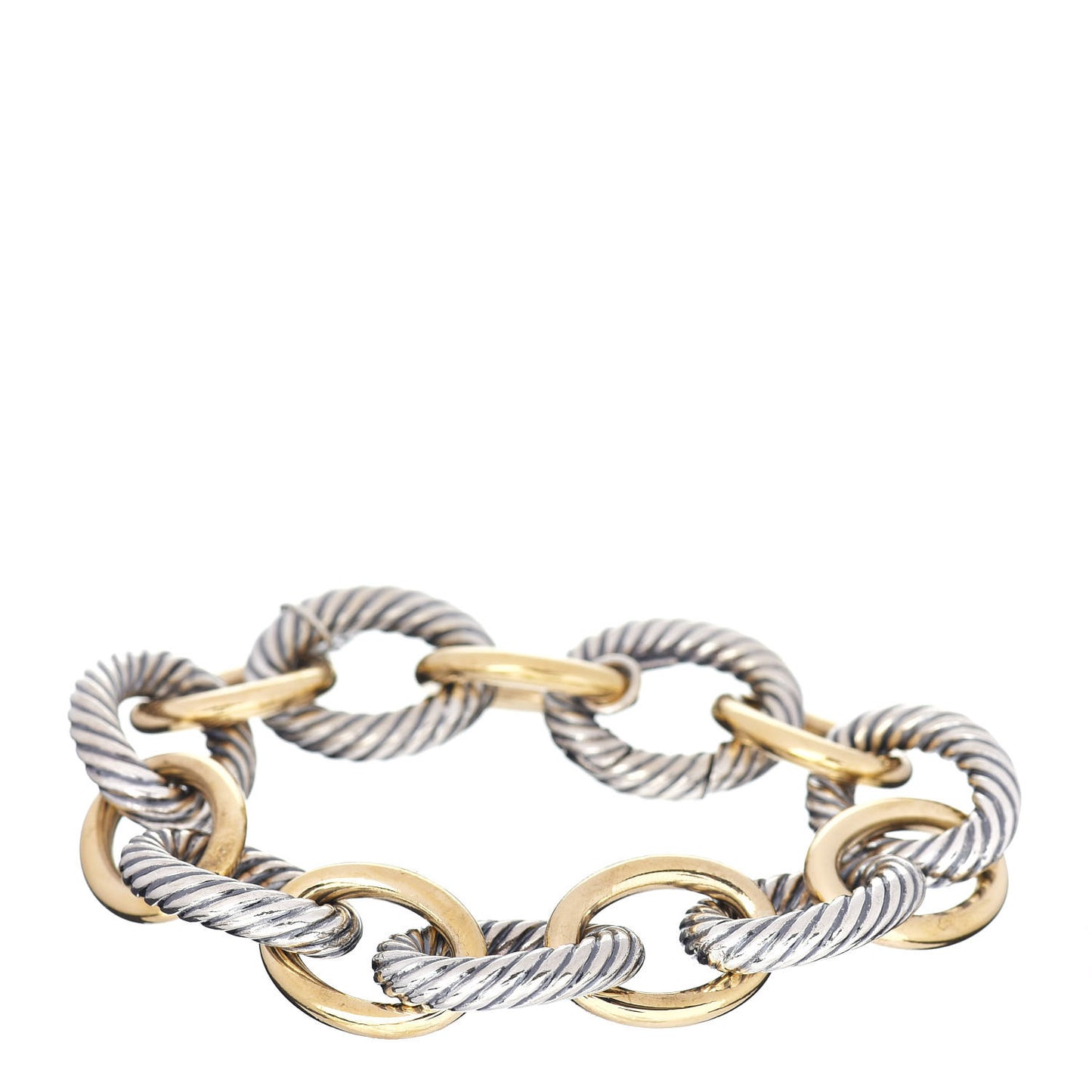 Sterling Silver 18K Yellow Gold 17mm Extra Large Oval Link Bracelet