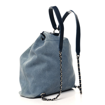 Chanel Canvas Sequin Large Deauville Backpack Blue 3 of 10