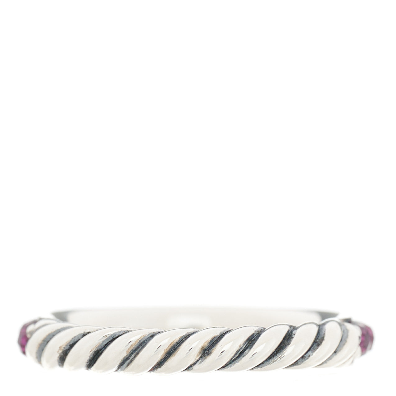 David Yurman Sterling Silver Rhodolite Garnet Cable Berries Ring 52 6 3 of 4