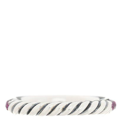 David Yurman Sterling Silver Rhodolite Garnet Cable Berries Ring 52 6 3 of 4