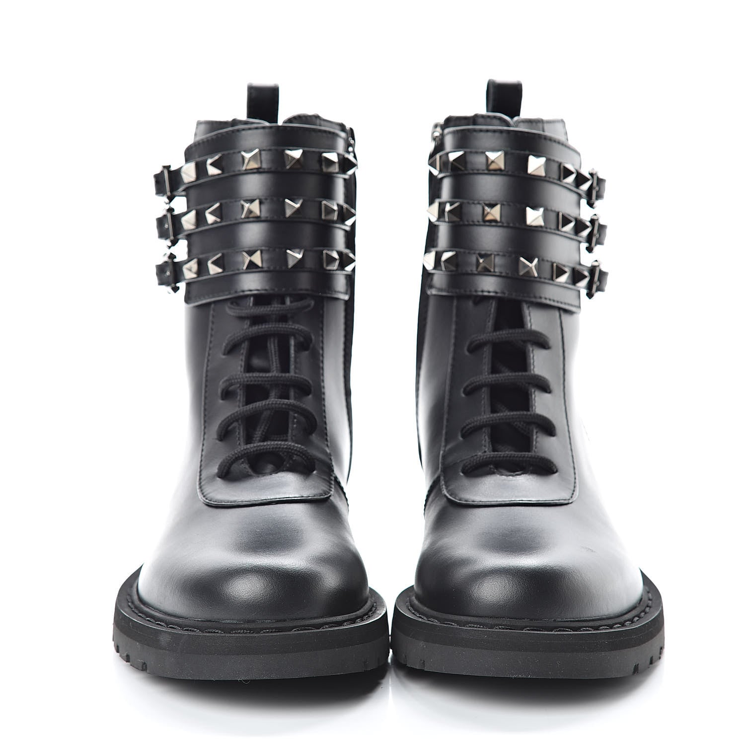 Valentino Garavani Calfskin Rockstud 20mm Combat Boots 38 Black 2 of 7
