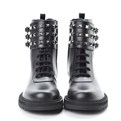 Valentino Garavani Calfskin Rockstud 20mm Combat Boots 38 Black 2 of 7