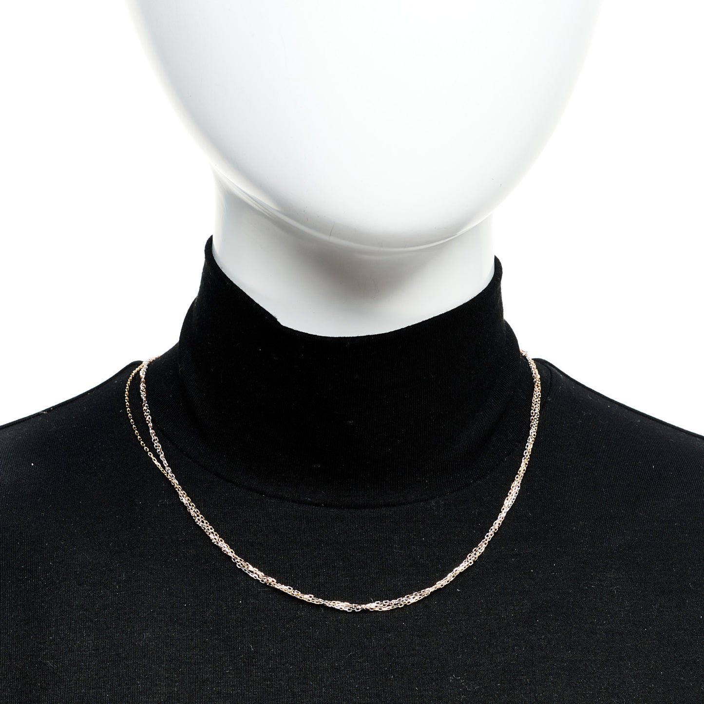 18K Pink Yellow White Gold Three Chain Necklace
