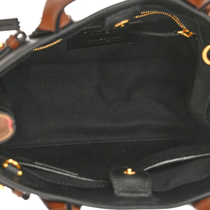 Burberry Derby Calfskin House Check Small Banner Tote Black Tan 5 of 9