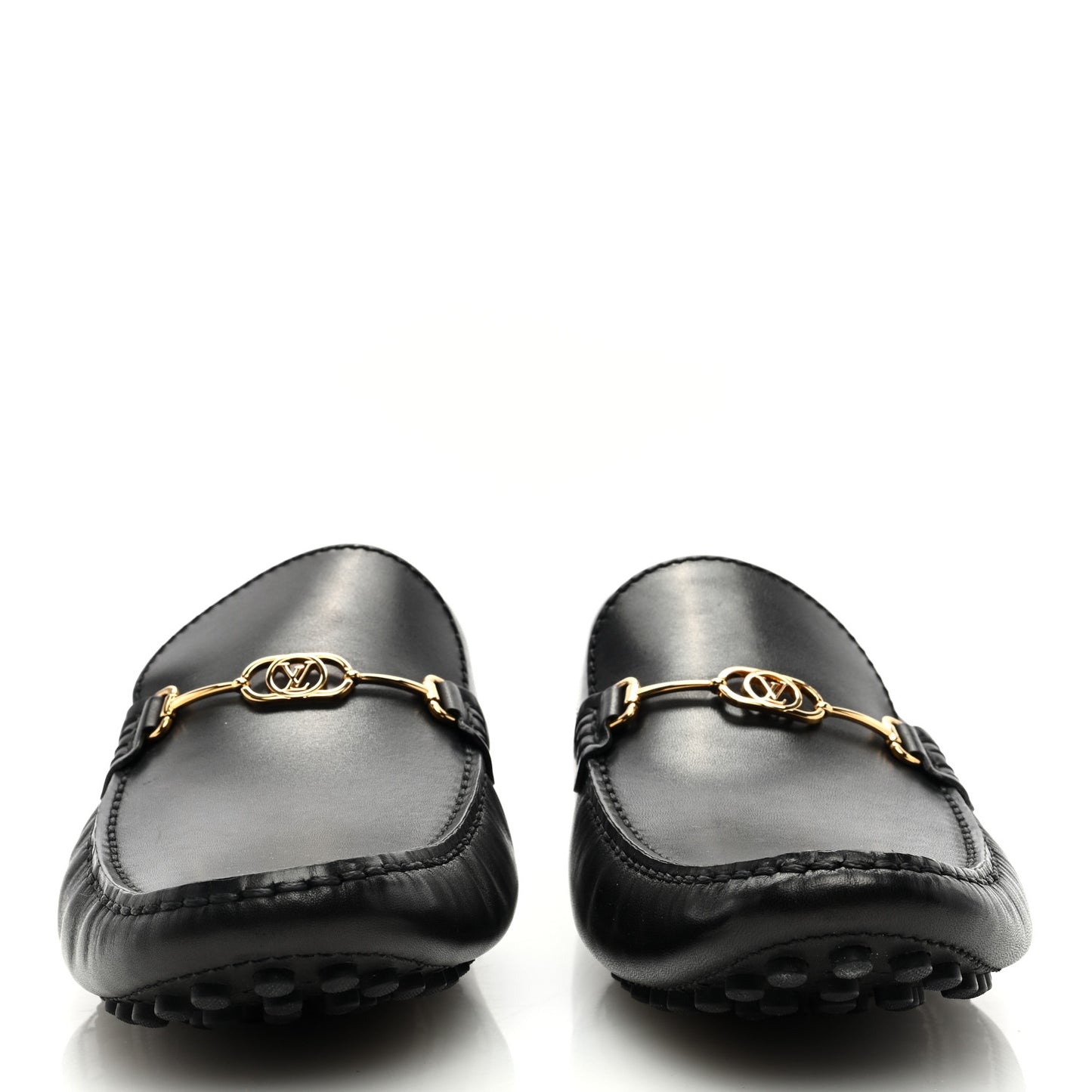Calfskin Mens Flat LV Moccasin Loafers 10 Black