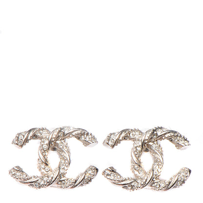 Chanel Crystal CC Earrings Silver 1 of 4