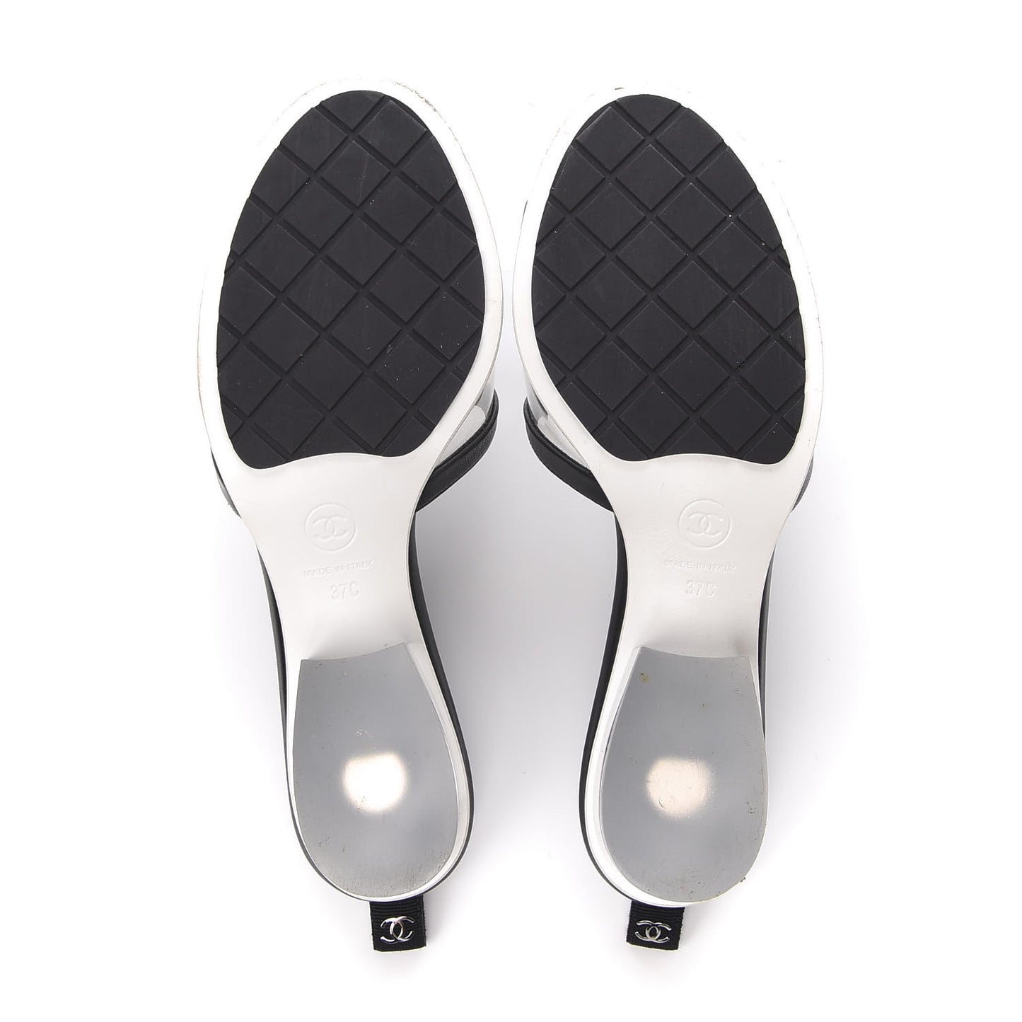 PVC Lambskin Logo Mules 37 Black