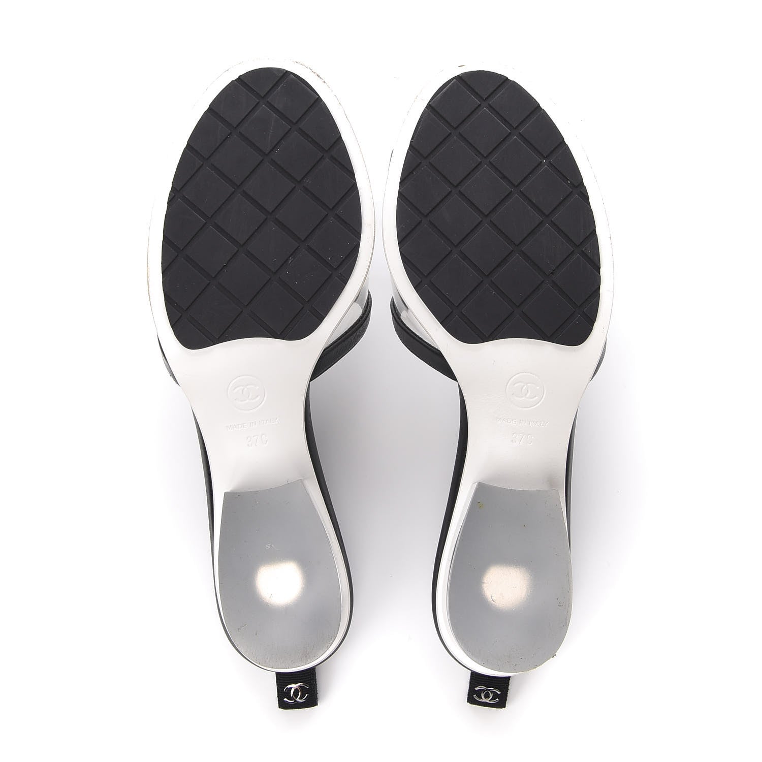 Chanel PVC Lambskin Logo Mules 37 Black 6 of 10