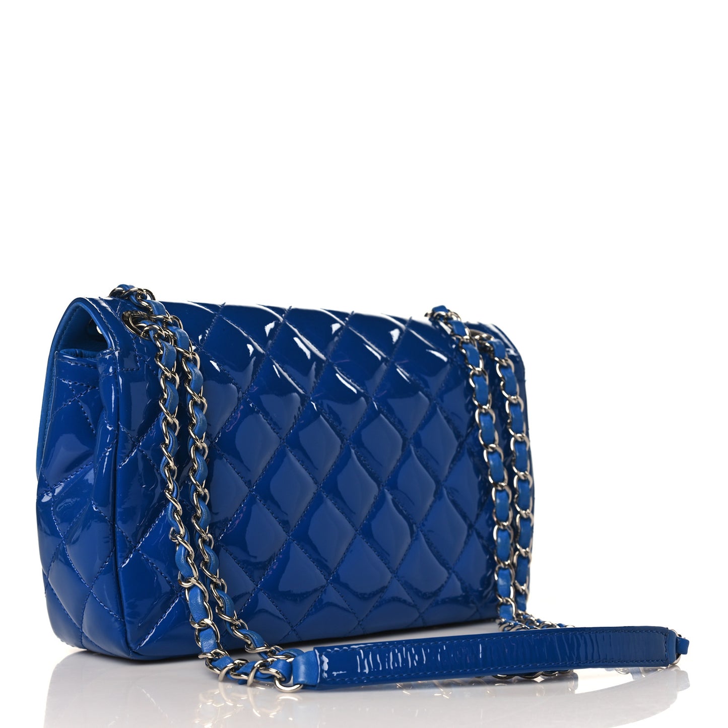 Patent Quilted Large Coco Shine Flap Blue