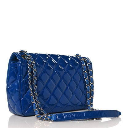 Chanel Patent Quilted Large Coco Shine Flap Blue 2 of 9