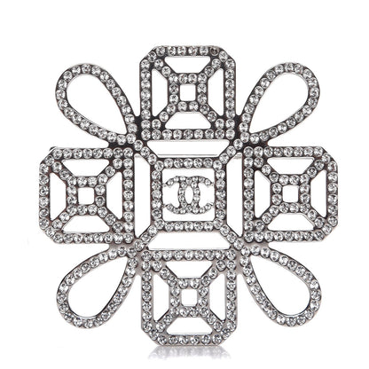 Chanel Crystal CC Brooch Silver 1 of 5