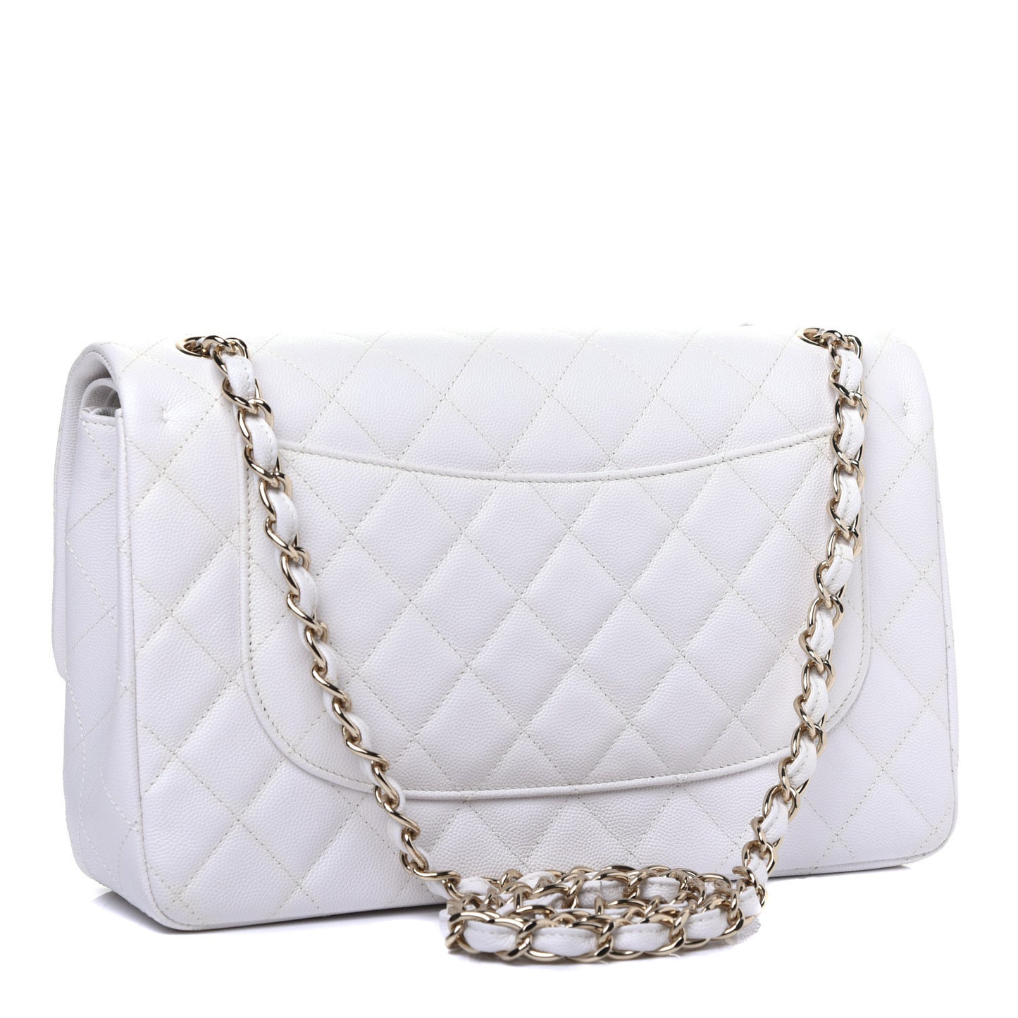 Caviar Quilted Jumbo Double Flap White