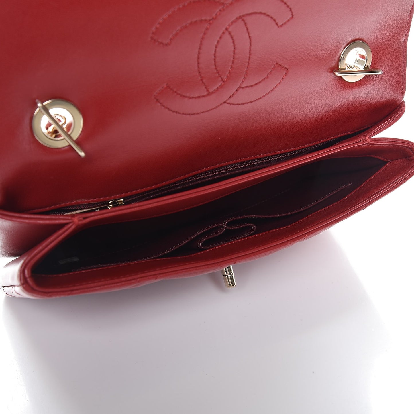 Lambskin Quilted Medium Trendy CC Flap Red