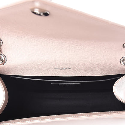 Saint Laurent Grain De Poudre Textured Mixed Matelasse Medium Triquilt Monogram Satchel Marble Pink 7 of 8