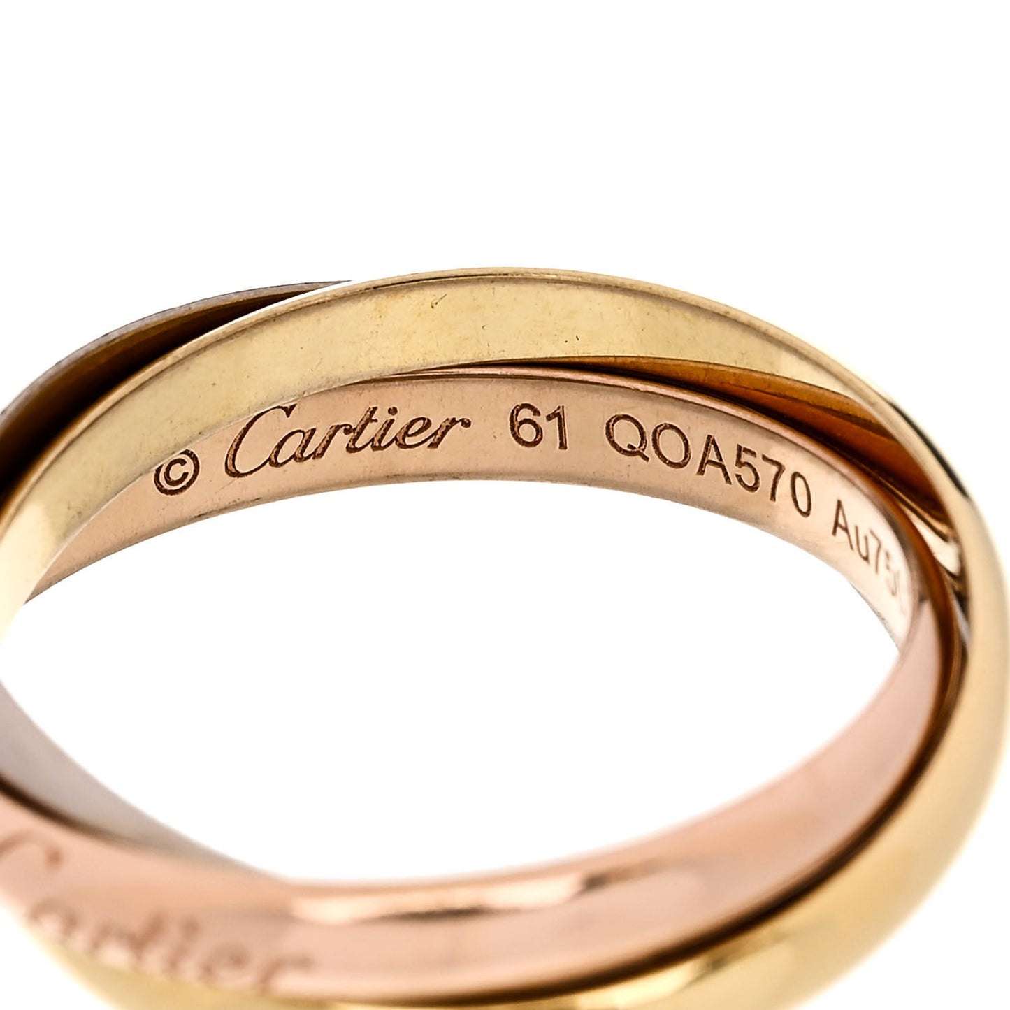 18K Pink Yellow White Gold Small Trinity Ring 61 9.5